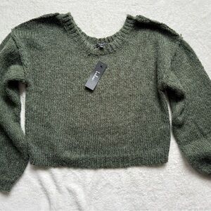 Lulu's Olive Knit Crew Neck Sweater